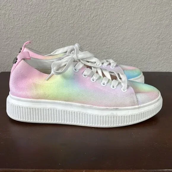 New BP Sonny Fab Platform Sneaker in Pastel Tie Dye Rainbow Sz 9 - Picture 3 of 10